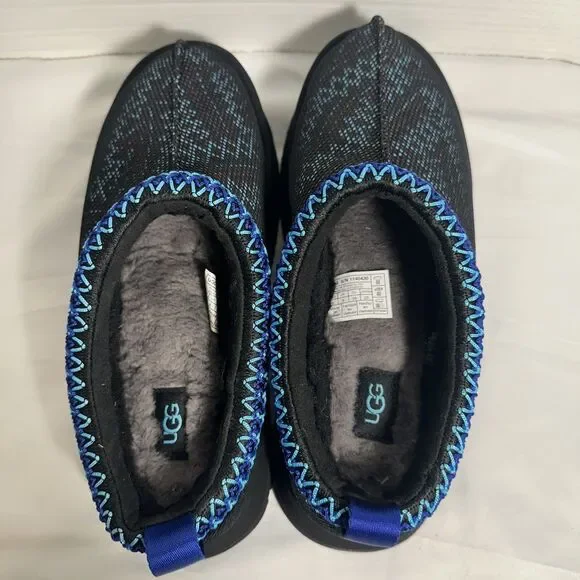 Ugg Tazz Maxi Tasman Slippers Women's 8 Black & Blue Shearling Platform Fleece - Picture 11 of 16